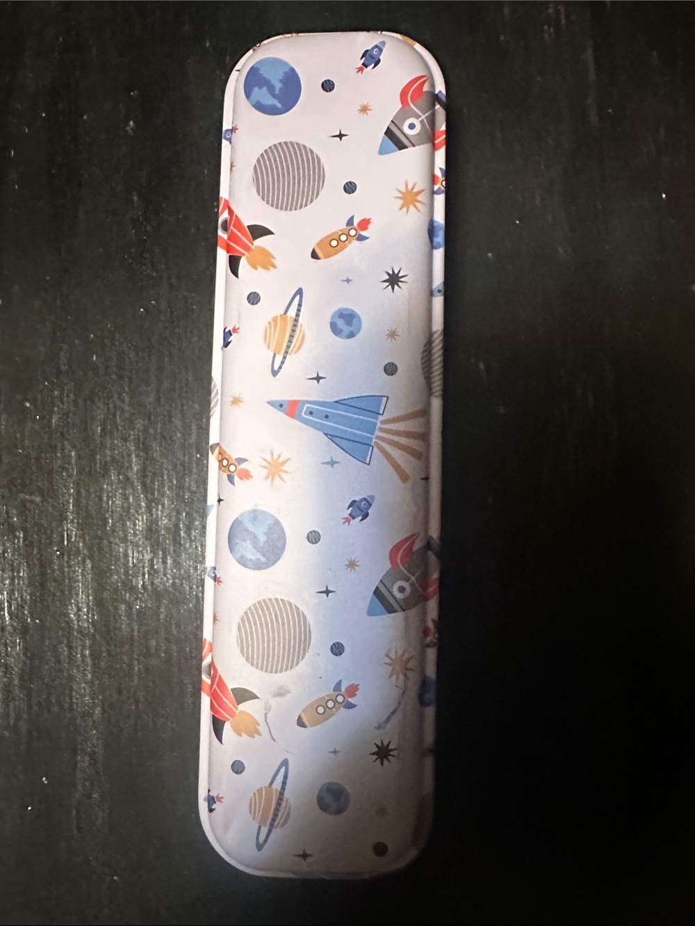 Kids Space Rocket Pencil Case - Blue & White